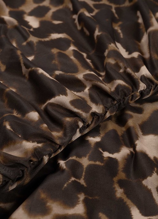 Fabienne Chapot Bello midi jurk met dierenprint en mesh - detail 5 bruin