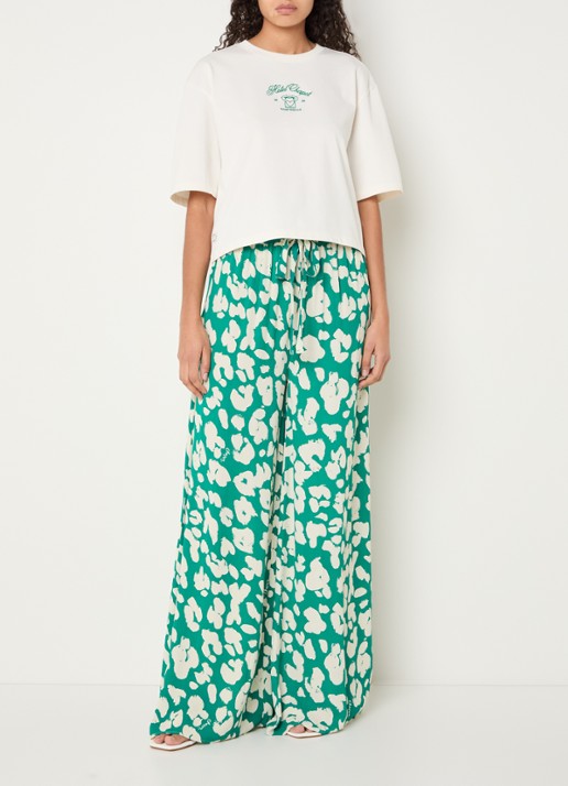 Fabienne Chapot Benja T-shirt met print - voorkant 3 gebroken wit