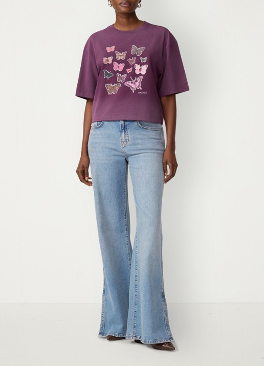 Fabienne Chapot Benja T-shirt met print - voorkant 2 paars