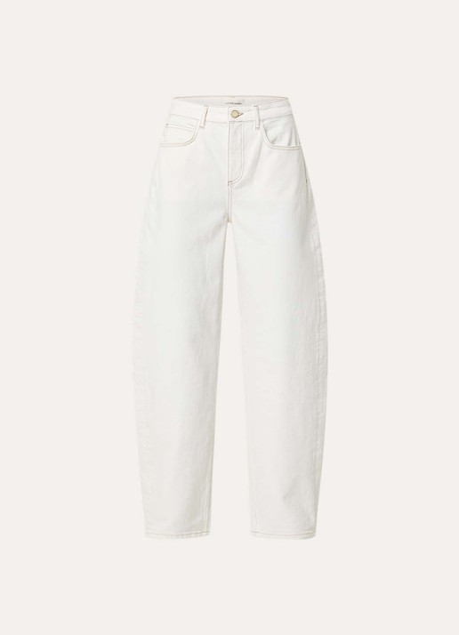 Fabienne Chapot Betty high waist tapered fit jeans met gekleurde wassing - voorkant 4 gebroken wit