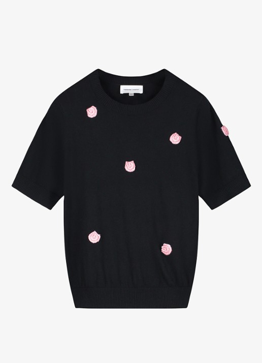 Fabienne Chapot Bibi Rose fijngebreide pullover in wolblend - voorkant 4 zwart