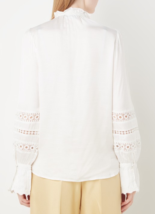 Fabienne Chapot Boho blouse met ruches en broderie - achterkant 4 gebroken wit