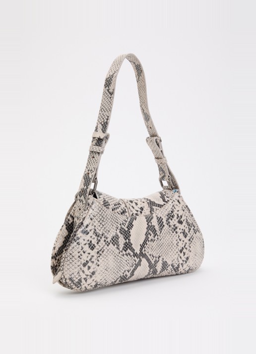 Fabienne Chapot Chapot schoudertas van leer met slangenprint - achterkant 2 beige