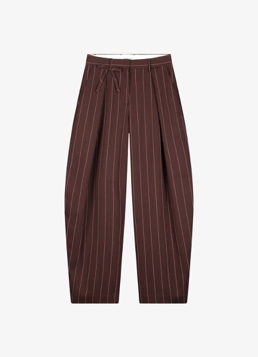 Fabienne Chapot Charlot high waist balloon fit pantalon met streepprint - voorkant bruin