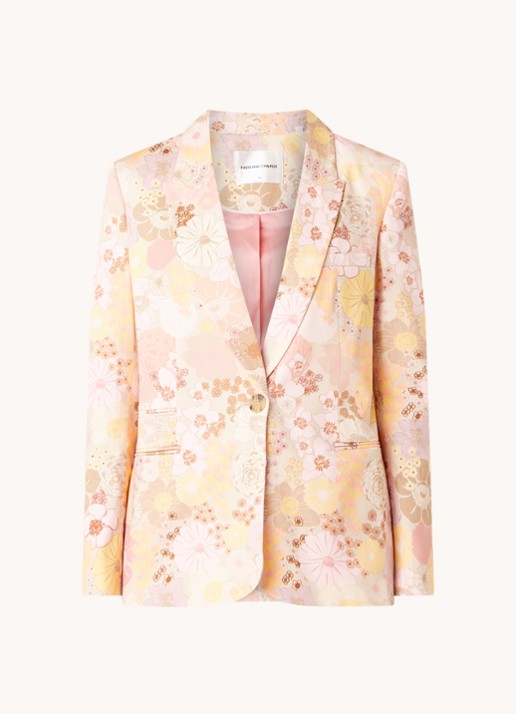 Fabienne Chapot City blazer met bloemenprint - voorkant lichtroze