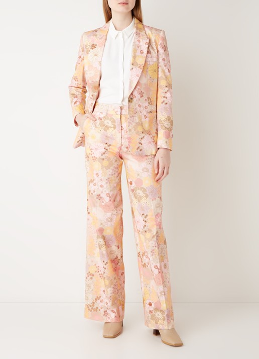 Fabienne Chapot City blazer met bloemenprint - voorkant 2 lichtroze
