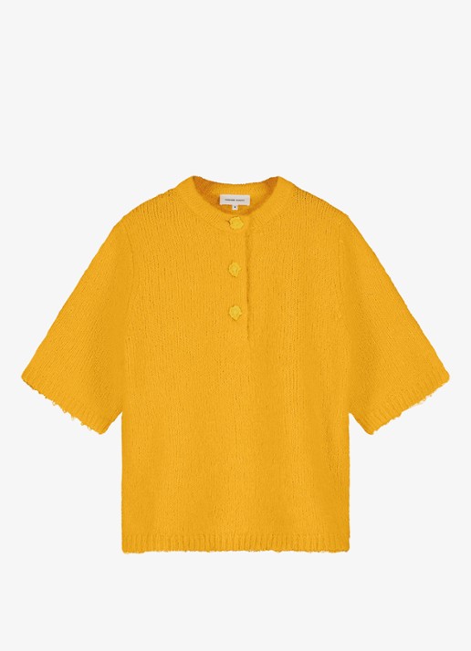 Fabienne Chapot Coco fijngebreide pullover in wolblend - voorkant 4 geel