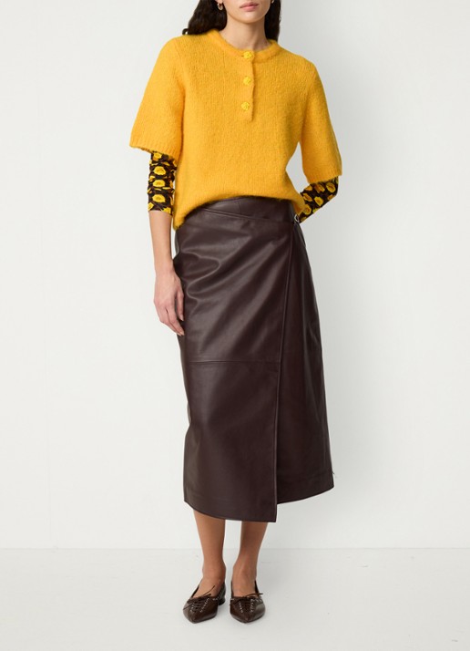 Fabienne Chapot Coco fijngebreide pullover in wolblend - voorkant 5 geel