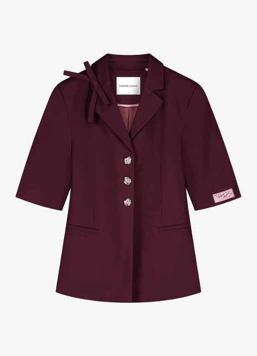 Fabienne Chapot Colombine blazer met strikdetail - voorkant 4 bordeauxrood