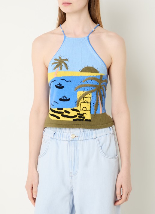Fabienne Chapot Crop top met ingebreid patroon