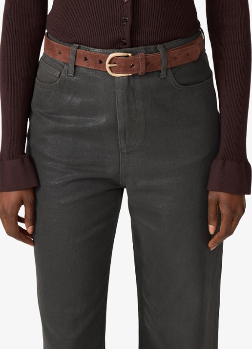 Fabienne Chapot Cut It Out Heart riem van leer - voorkant 2 chocoladebruin