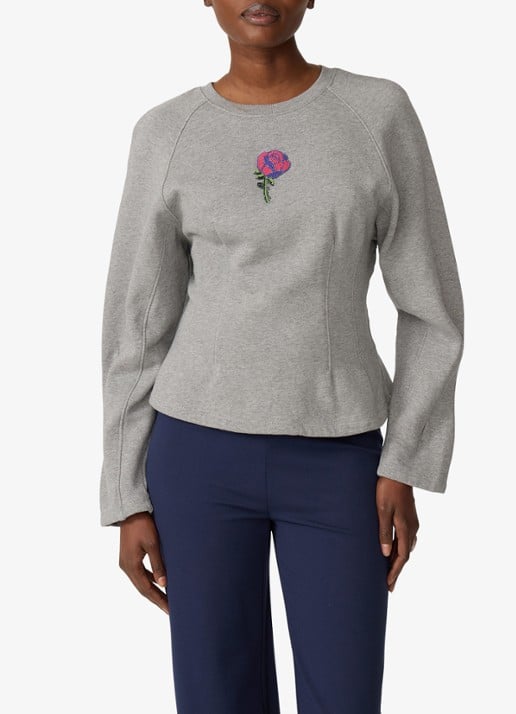 Fabienne Chapot Dhelia Rose sweater met kralendecoratie  - detail grijs