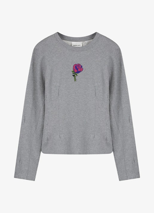 Fabienne Chapot Dhelia Rose sweater met kralendecoratie  - voorkant 3 grijs