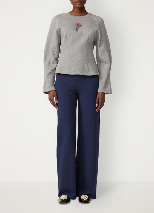 Fabienne Chapot Dhelia Rose sweater met kralendecoratie  - voorkant 4 grijs