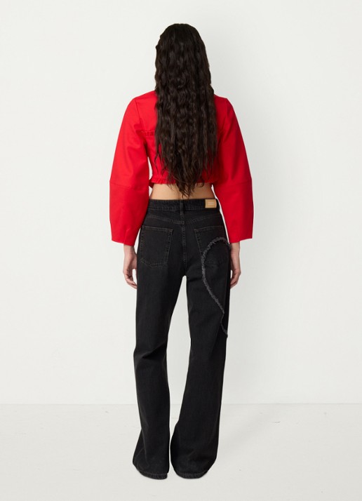 Fabienne Chapot Elin crop top met volant - achterkant 3 steenrood