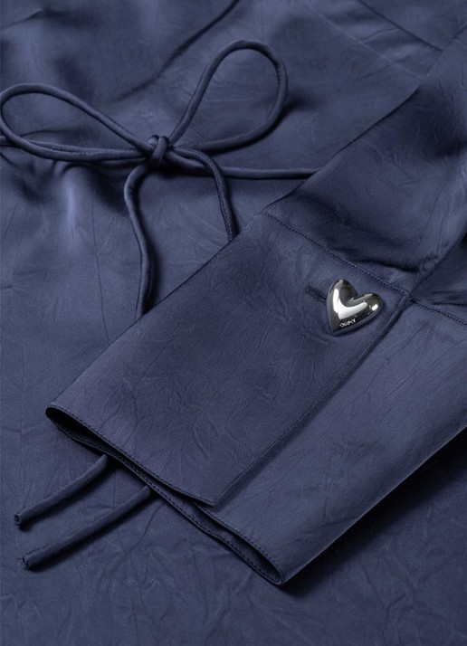 Fabienne Chapot Emma blouse van satijn met strikceintuur - detail 3 donkerblauw