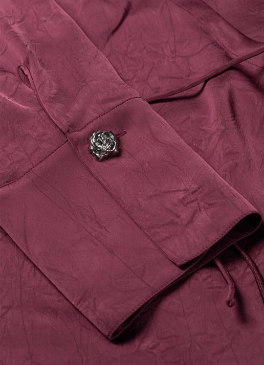 Fabienne Chapot Emma blouse van satijn met strikceintuur - detail 4 bordeauxrood