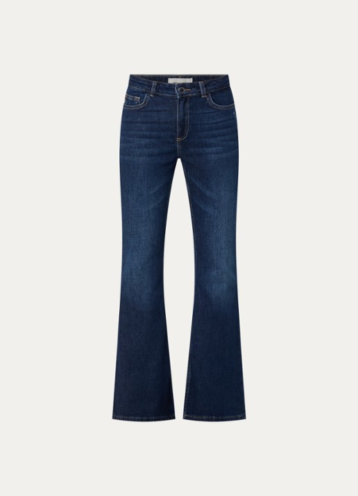 Fabienne Chapot Eva mid waist flared jeans met donkere wassing - voorkant indigo
