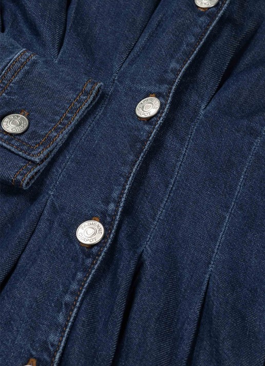 Fabienne Chapot Faith midi denim jurk met V-hals - detail 5 donkerblauw