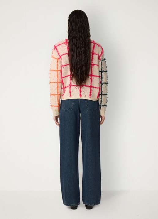 Fabienne Chapot Gaby ribgebreide pullover met print - achterkant gebroken wit