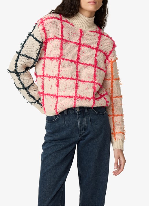 Fabienne Chapot Gaby ribgebreide pullover met print - detail 2 gebroken wit