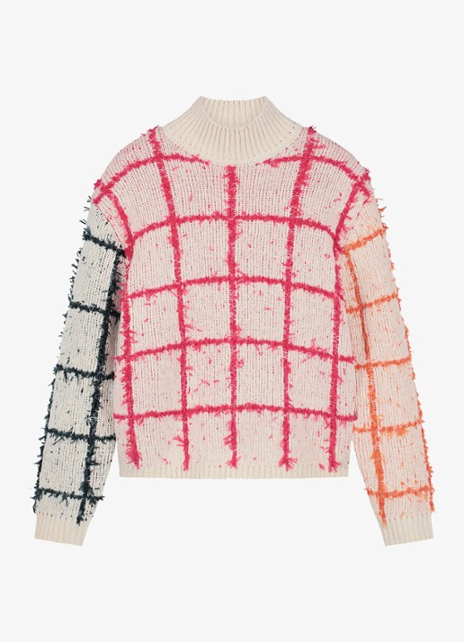 Fabienne Chapot Gaby ribgebreide pullover met print - voorkant 4 gebroken wit