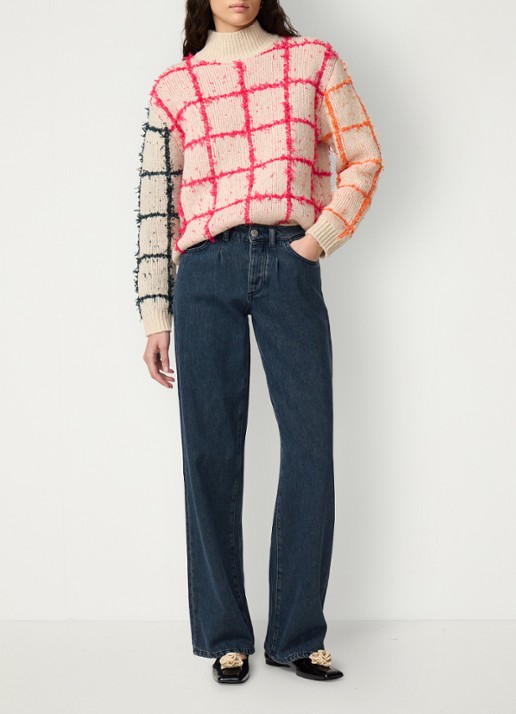 Fabienne Chapot Gaby ribgebreide pullover met print - voorkant 5 gebroken wit