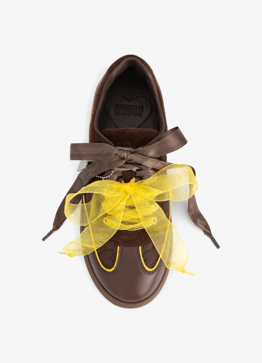 Fabienne Chapot Head Over Heels sneaker van leer - achterkant 2 chocoladebruin