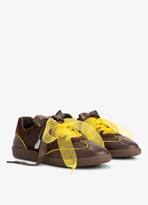 Fabienne Chapot Head Over Heels sneaker van leer - detail 4 chocoladebruin