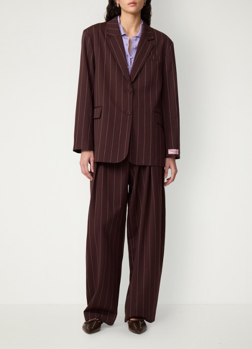Fabienne Chapot Henry blazer met streepprint - voorkant 5 bruin