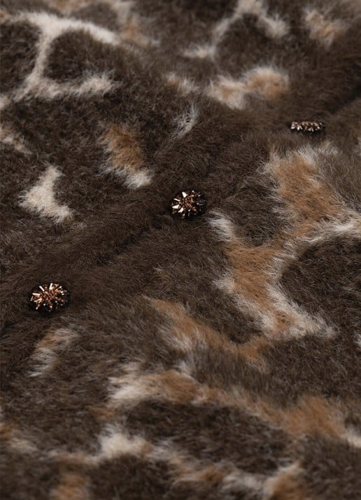 Fabienne Chapot Henry fijngebreid vest met dierenprint - detail 2 donkerbruin