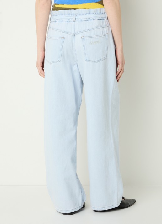 Fabienne Chapot High waist wide leg jeans met lichte wassing - achterkant 5 lichtblauw