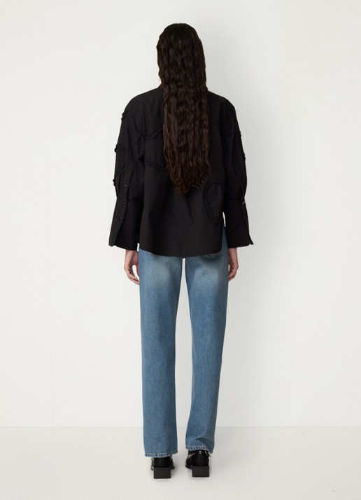Fabienne Chapot Horace blouse met ruches - achterkant 3 zwart