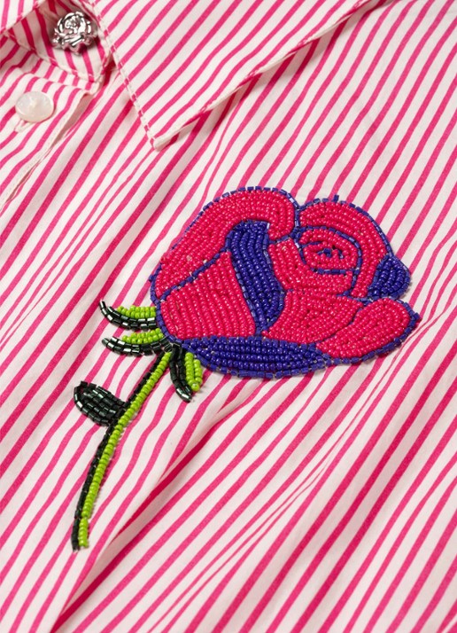 Fabienne Chapot Irina blouse met streepprint - detail 5 donkerroze