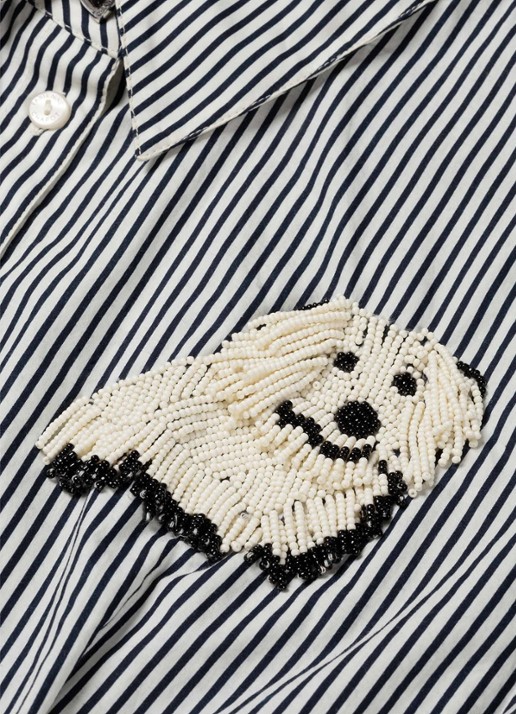 Fabienne Chapot Irina blouse van katoen met streepprint - detail 4 donkerblauw