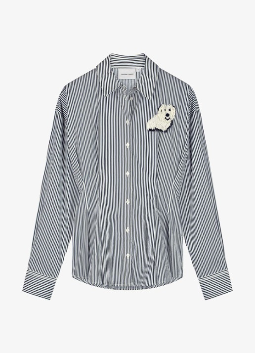 Fabienne Chapot Irina blouse van katoen met streepprint - voorkant donkerblauw
