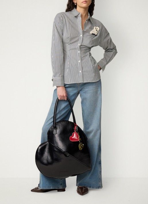 Fabienne Chapot Irina blouse van katoen met streepprint - voorkant 2 donkerblauw