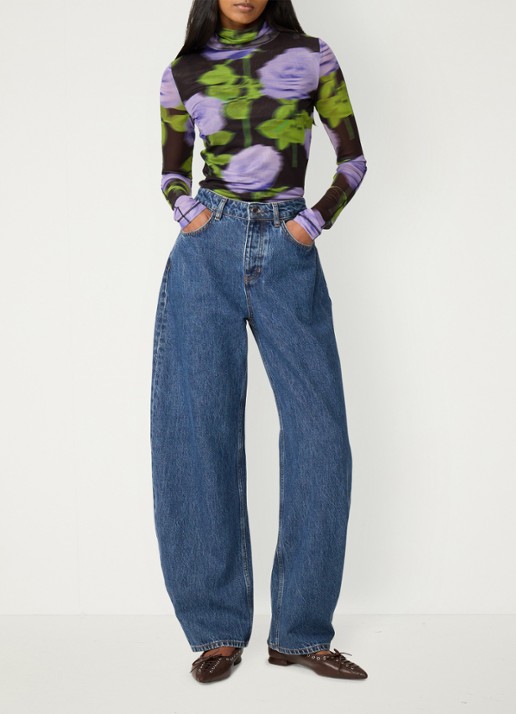 Fabienne Chapot Jadyn top van mesh met bloemenprint - voorkant 4 paars