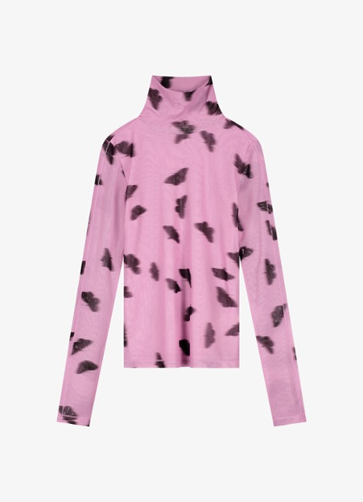 Fabienne Chapot Jadyn top van mesh met print - voorkant 3 roze