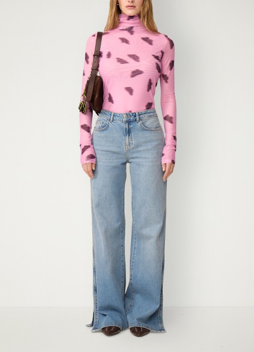 Fabienne Chapot Jadyn top van mesh met print - voorkant 4 roze