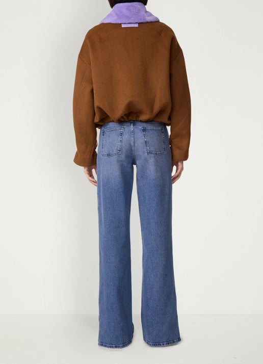 Fabienne Chapot Jael bomberjack in wolblend met colour blocking - achterkant bruin