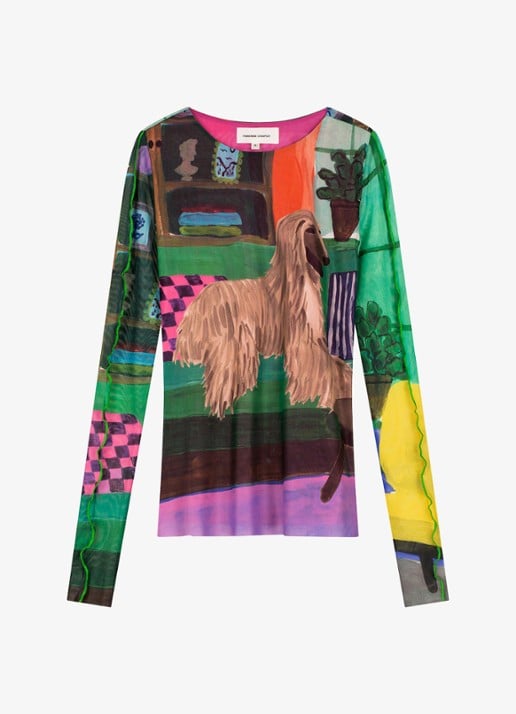Fabienne Chapot Jara top van mesh met print - voorkant 4 groen