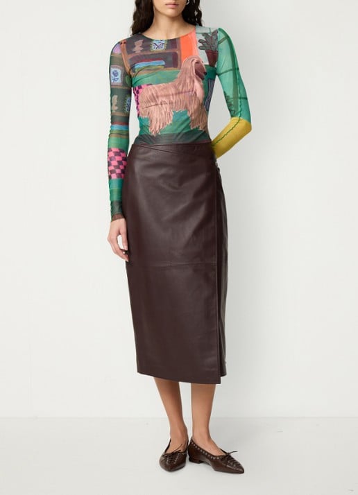 Fabienne Chapot Jara top van mesh met print - voorkant 5 groen