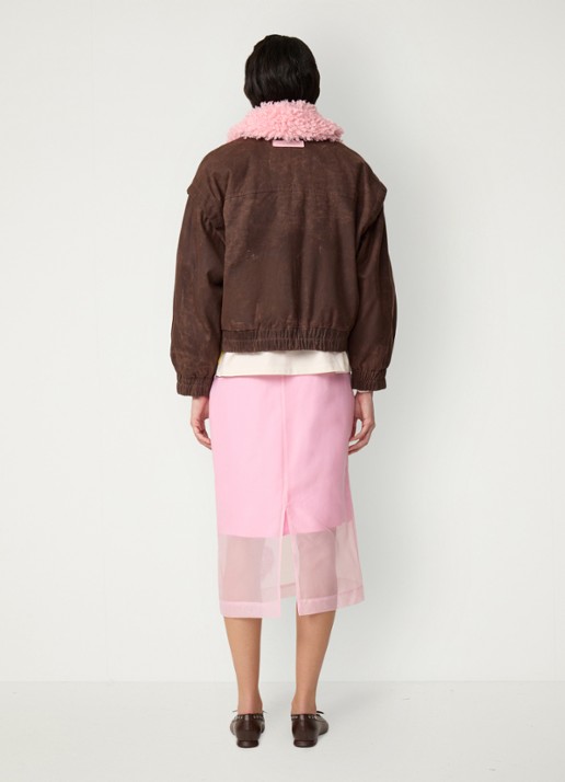 Fabienne Chapot Jay bomberjack met colour blocking - achterkant 3 bruin