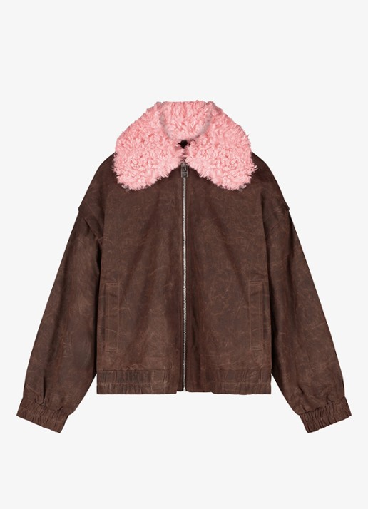 Fabienne Chapot Jay bomberjack met colour blocking - voorkant 4 bruin