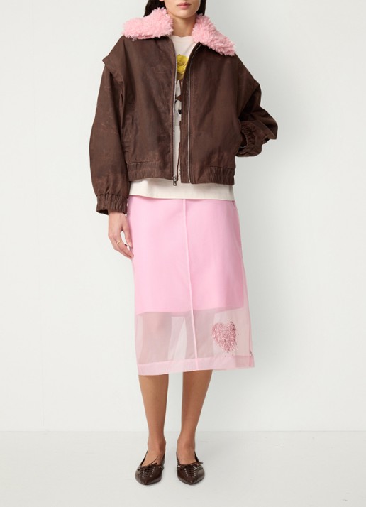 Fabienne Chapot Jay bomberjack met colour blocking - voorkant 5 bruin