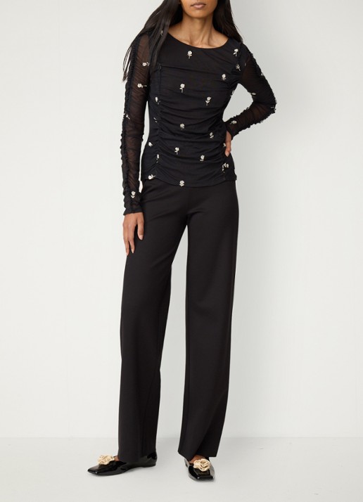 Fabienne Chapot June high waist straight leg pantalon - voorkant 3 zwart