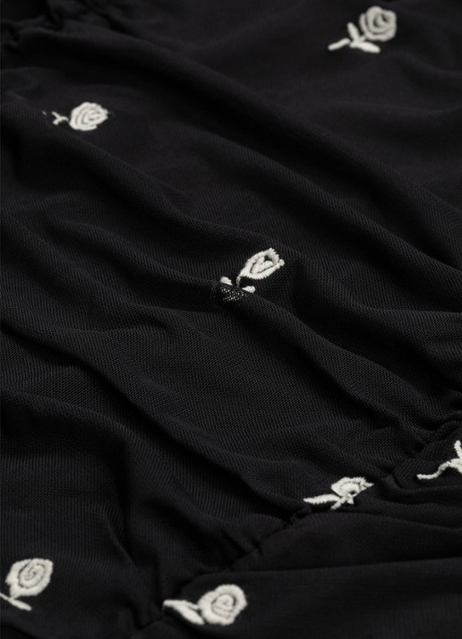Fabienne Chapot Kamea top van mesh met borduring - detail 2 zwart