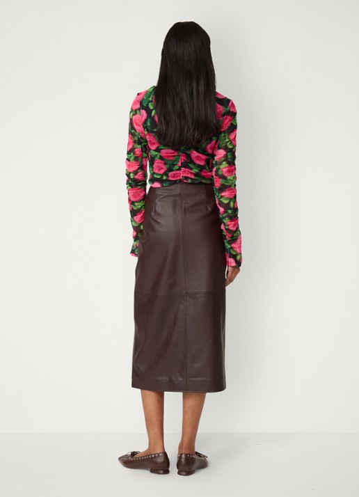 Fabienne Chapot Karlis top met print en plooidetail - achterkant 5 fuchsia