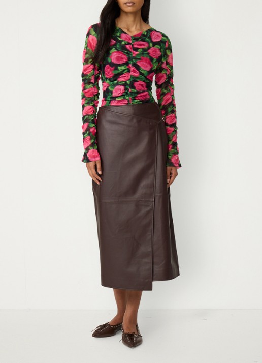 Fabienne Chapot Karlis top met print en plooidetail - voorkant 4 fuchsia